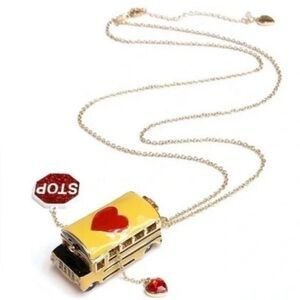 Betsey Johnson School Bus Stop Heart Necklace